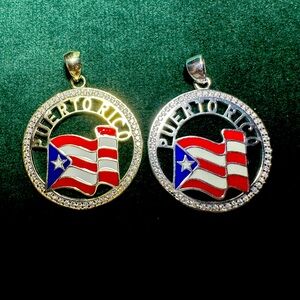 Puerto Rico Flag Pendants set of two